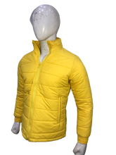 Yellow Bubble Puffer Windbreaker Jacket for Men with Hood, Ideal for Boxtraining, Fitness, and Comfortable Winter Wear